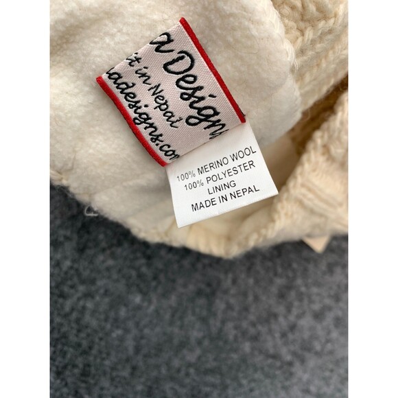 Nirvanna Designs Wool Beret Chucky Cable Lined Nepal Winter Handmade Knit Cap - Picture 5 of 5